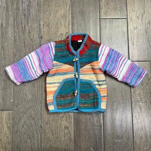 Handmade Nepal Gheri Cotton Hooded Jacket Toddler Small Colorful Boho